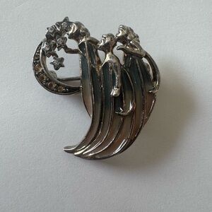 Monet Silver Celestial Angel Brooch